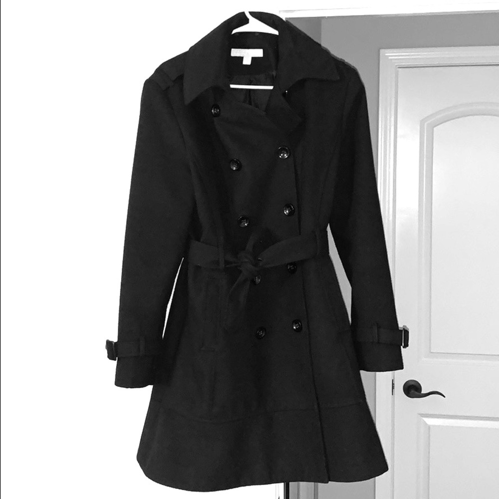 Black Double Breasted Peacoat